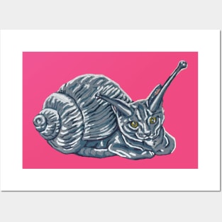 Grey Kitten Snail Posters and Art